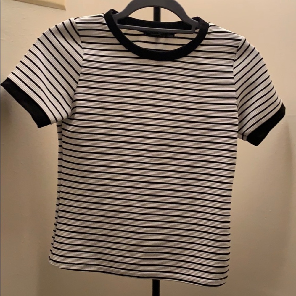 Nasty Gal white/ black stripped shirt